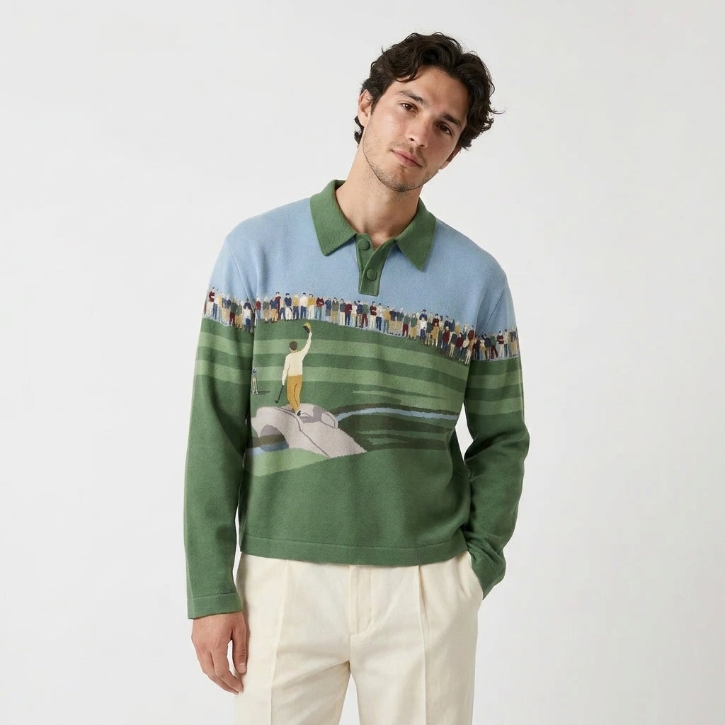 Coastal Gallery - Long Sleeve Knit Polo